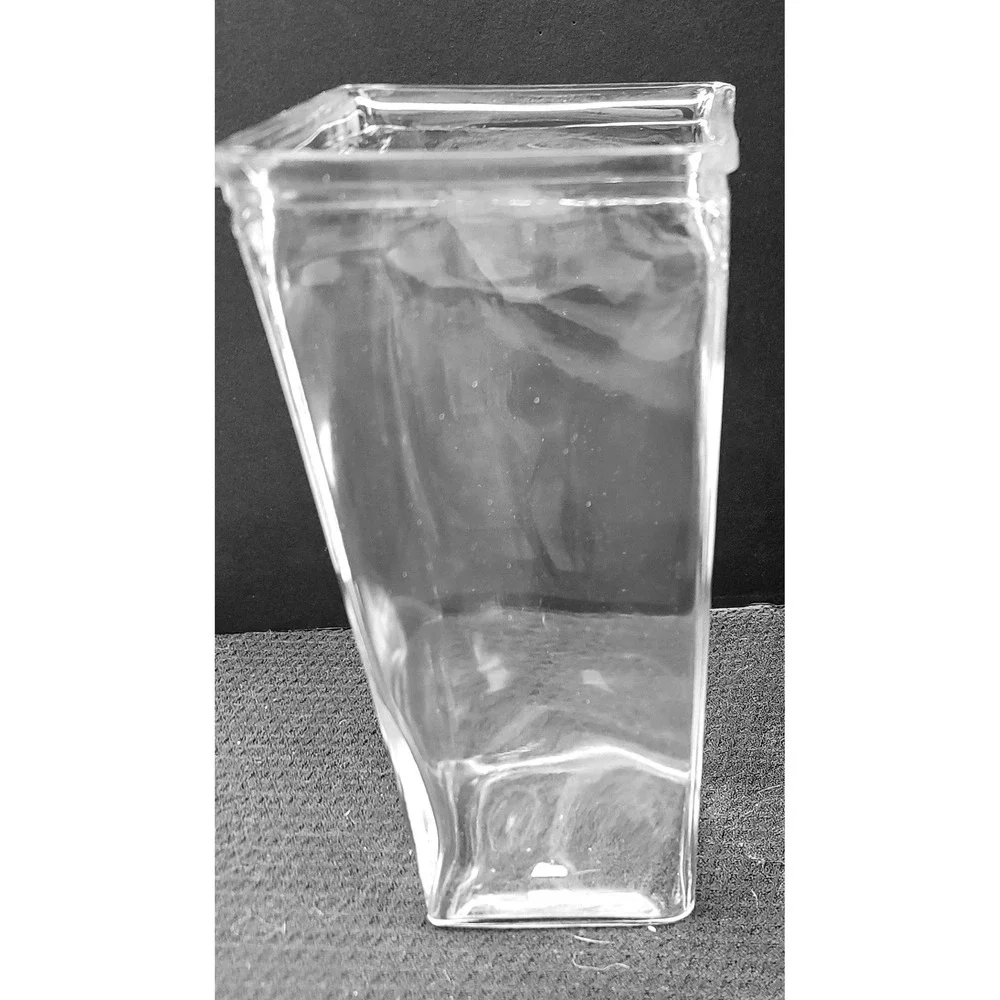 Hand Blown Art‎ Glass Tapered Square Neck Clear Heavy Vase Floral Centerpiece